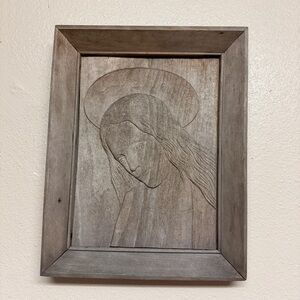 Carved Wooden Religious Wall Art - Virgin Mary